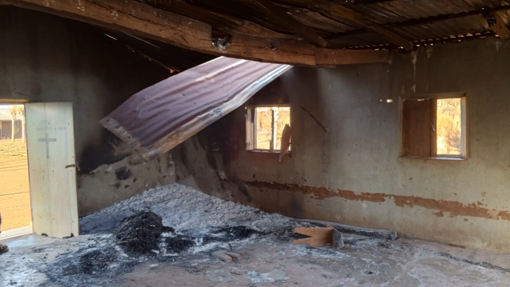 Destroyed church in Napala Village in Mozambique